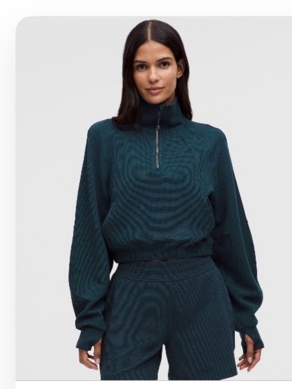lululemon athletica Teal Half-Zip Cowl Sweater (heathered indocine)
